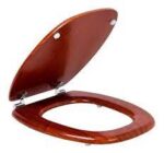 ASIENTO INODORO DERPLA MADERA NATURAL HERRAJE CROMADO