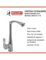 MOZART 7118 MOSCU MONOCOMANDO MESADA PICO "L" CROMO - Imagen 2