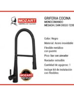 MOZART 7235 SAN DIEGO MONOCOMANDO MESADA C/ROCIADOR NEGRA - Imagen 2