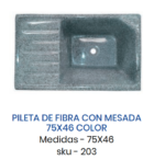 RUCO 203 PILETA LAVADERO FIBRA VIDRIO CON MESADA 75X46 GRIS
