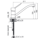 FV NEWPORT MONOC. COCINA MESADA PICO RECTO - 0411.01/B2 - Imagen 2