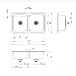 ARIEL PILETA ACERO DOBLE 78 X 48 X 8 CM - Imagen 5