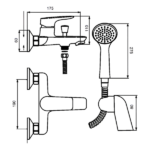 MOZART 7924 MANHATTAN MONOCOMANDO DUCHA C/TRANSF NEGRA - Imagen 3