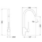 GENEBRE MONOCOMANDO COCINA MESADA "TAU" NEGRA - Imagen 2
