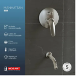MOZART 6203 MANHATTAN MONOCOMANDO DUCHA PARED CROMO - Imagen 2