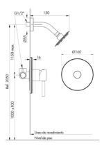FV INOX ONE MONOC. DUCHA S/TRANSF NEGRO MATE - 0108/I1-NG - Imagen 2
